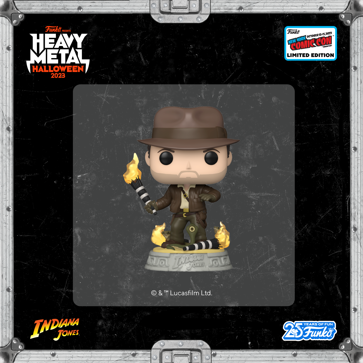 New York Comic Con exclusive Pop! Indiana Jones™ (with snakes) is here to shake, rattle, and roll into your Indiana Jones collection.